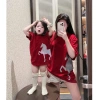 Áo Thun Mẹ Bé Hình Ngựa Kim Tuyến Cotton Cao Cấp Đỏ Đô - Mẫu Mới Tết 2.026 Giá Ưu Đãi