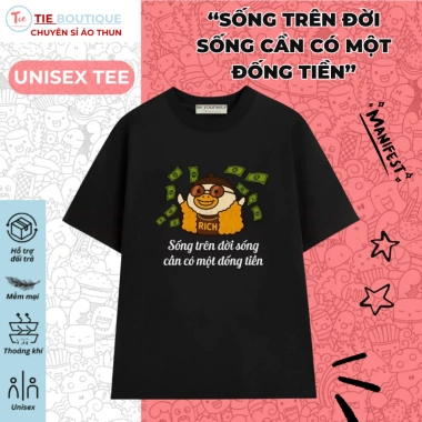Áo Thun Meme Vịt Hài Hước Hot Trend Giá 145.000 VND Sống Cần Đống Tiền Cổ Tròn