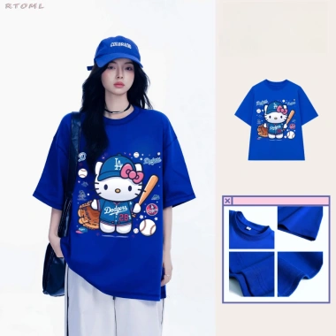 Áo Thun Mèo Hoạt Hình LA Bóng Chày Hottrend 2.026 Unisex Dáng Rộng Cotton Cao Cấp 69k