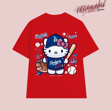 Áo Thun Mèo Hoạt Hình LA Bóng Chày Hottrend 2.026 Unisex Dáng Rộng Cotton Cao Cấp 69k