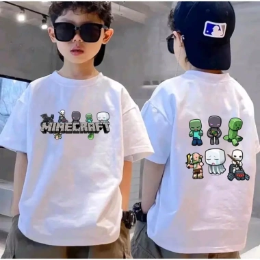 Áo thun MINCRAFT cổ tròn in tay 230g cho bé trai đẹp thời trang giá 100.333₫