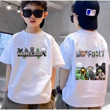 Áo thun MINCRAFT cổ tròn in tay 230g cho bé trai đẹp thời trang giá 100.333₫