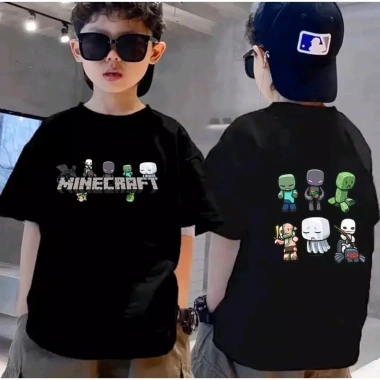 Áo thun MINCRAFT cổ tròn in tay 230g cho bé trai đẹp thời trang giá 100.333₫