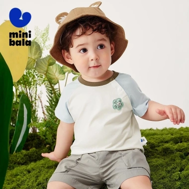 Áo thun Minibala cotton nguyên chất unisex trẻ em bền màu, khóa áo tay ngắn dễ thương mùa hè - Giá 295.920 VND