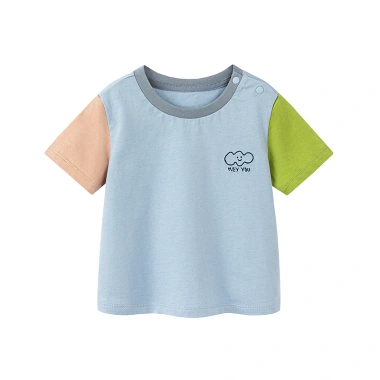 Áo thun Minibala mùa hè cotton thoáng khí colorblock, thân thiện da cho bé trai bé gái