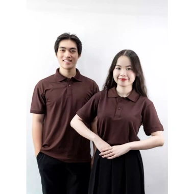 Áo thun Misa cổ trụ nam nữ nâu đậm, vải cá sấu poly Thái, cao cấp - 89.000₫