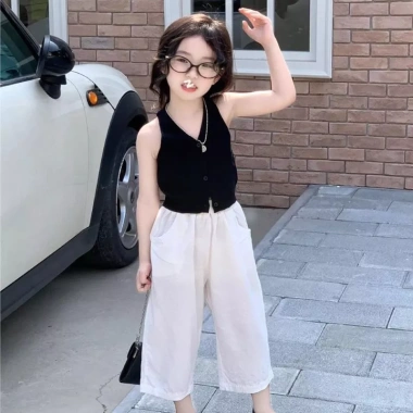 Áo thun mỏng bé gái mùa hè cổ V sling ngọt ngào, không tay, phong cách Hàn Quốc - Giá chỉ 193.166₫