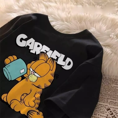 Áo thun nam mùa hè casual cổ tròn cotton Garfield size lớn retro tay ngắn - Giá ưu đãi 143.332₫