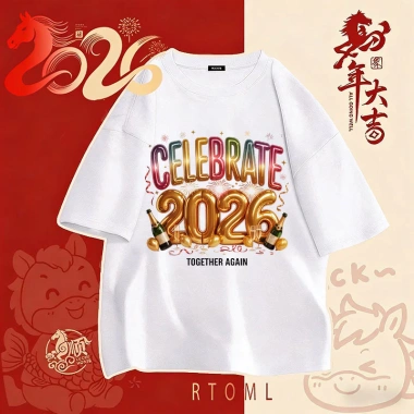 Áo thun nam nữ 250GSM 100% cotton mẫu Tết 2.026 RTOML13 giá 69k giảm mạnh