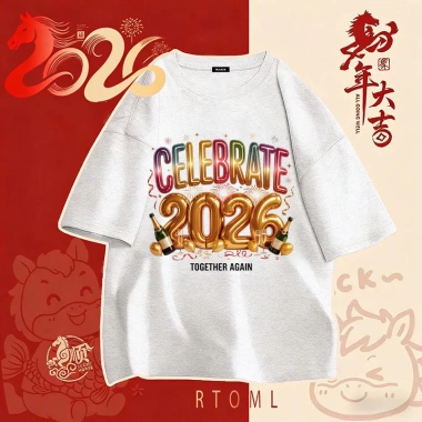 Áo thun nam nữ 250GSM 100% cotton mẫu Tết 2.026 RTOML13 giá 69k giảm mạnh