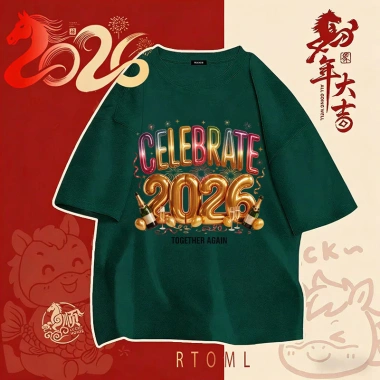 Áo thun nam nữ 250GSM 100% cotton mẫu Tết 2.026 RTOML13 giá 69k giảm mạnh