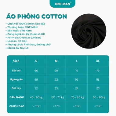 Áo thun nam nữ basic cao cấp ONE MAN 100% cotton mềm mịn, in đẹp không bong tróc AP350 - Giá 240.000đ