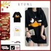 Áo thun nam nữ form rộng 2.025 họa tiết chú vịt hoạt hình, vải cao cấp Local Brand RTOML - 69k