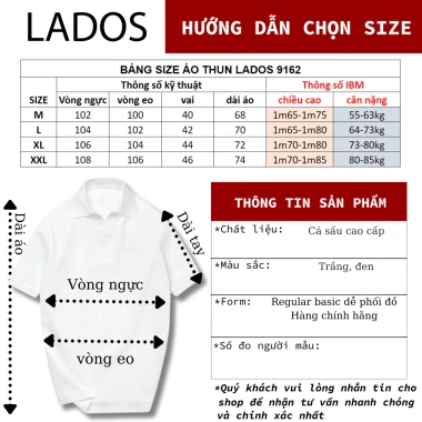 Áo Thun Nam Polo Cổ V Ngắn Tay Vải Cá Sấu Pique Cao Cấp LADOS-9.162 Sang Trọng Lịch Lãm