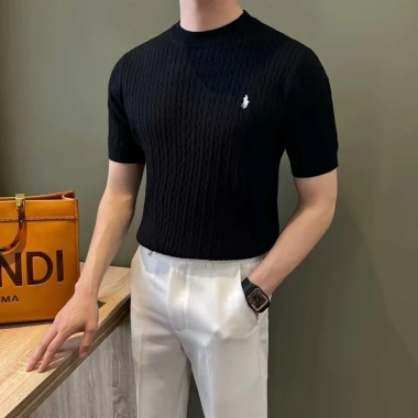 Áo thun nam slim fit mùa hè thêu đan tay ngắn công sở và thường ngày giá 282.960 vnd 4