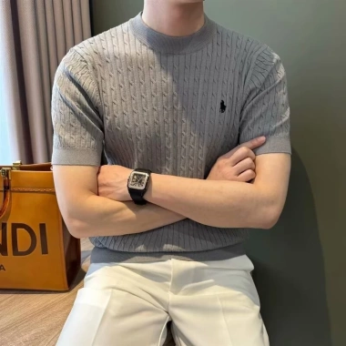 Áo thun nam slim fit mùa hè thêu đan tay ngắn công sở và thường ngày giá 282.960 vnd 6