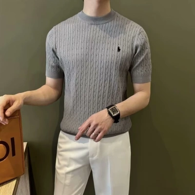 Áo thun nam slim fit mùa hè thêu đan tay ngắn công sở và thường ngày giá 282.960 vnd 9