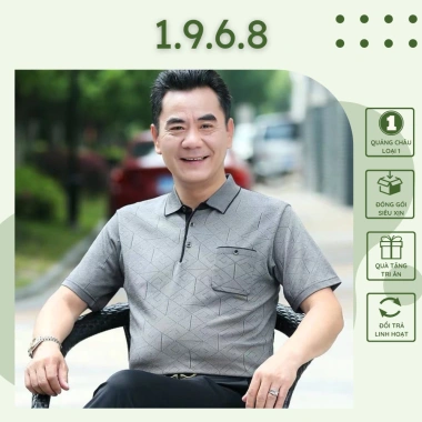 Áo thun nam tay ngắn vải thun lạnh siêu mát, có cổ + túi, Tặng Bố #AN09 169k