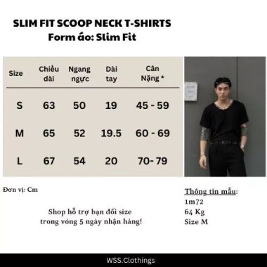 Áo thun nam WSS cổ rộng cotton nhẹ, mềm mại co giãn, slim fit - 175k