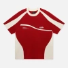 Áo thun NEEDS OF WISDOM Boxy Raglan Cream-Red chính hãng, giảm giá 495.000₫