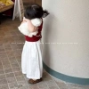 Áo thun ngắn tay bé gái mùa hè phong cách Hàn Quốc, mặt sau rỗng buộc dây, bộ đồ thời trang trẻ em 9