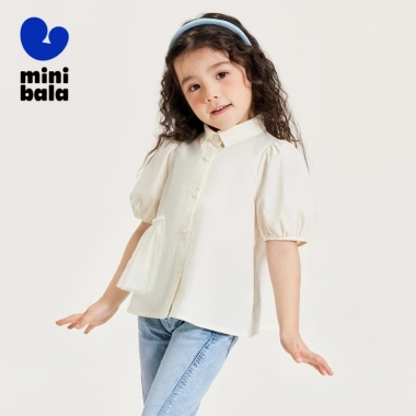 Áo thun ngắn tay cổ búp bê mùa hè bé gái minibala áo sơ mi cha mẹ con giảm giá 6