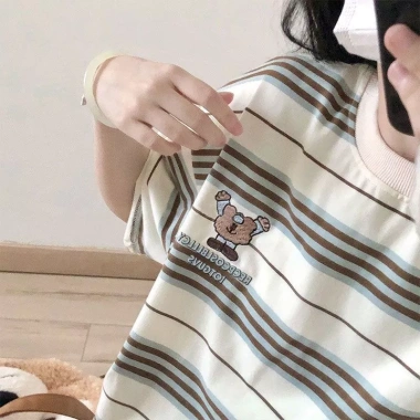Áo Thun Ngắn Tay Cotton Nguyên Chất Sọc Thêu Preppy - Giá 264.924₫ Giảm Đặc Biệt