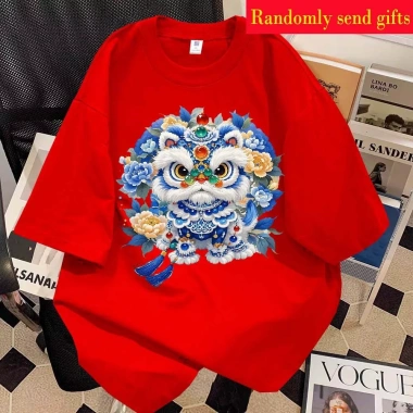 Áo Thun Ngắn Tay Gia Đình 100% Cotton RANZIHUI Màu Đỏ – Phù hợp Lễ Tết, Giá ưu đãi 138,240₫
