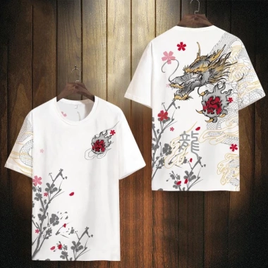 Áo thun ngắn tay họa tiết vòi in 3D Plus Size phong cách Trung Quốc, giảm giá 21% chỉ 53.202₫