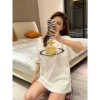 Áo thun ngắn tay in phun nổ Vivienne Westwood Saturn mùa xuân hè unisex tối giản giá 180k 6