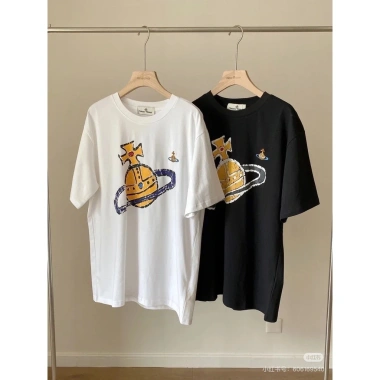 Áo thun ngắn tay in phun nổ Vivienne Westwood Saturn mùa xuân hè unisex tối giản giá 180k