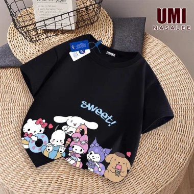 Áo thun ngắn tay NASA màu đen bé gái 3-16, rộng rãi cotton mềm, in sinh vật đáng yêu, giao hàng trong ngày - 85k