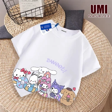 Áo thun ngắn tay NASA màu đen bé gái 3-16, rộng rãi cotton mềm, in sinh vật đáng yêu, giao hàng trong ngày - 85k