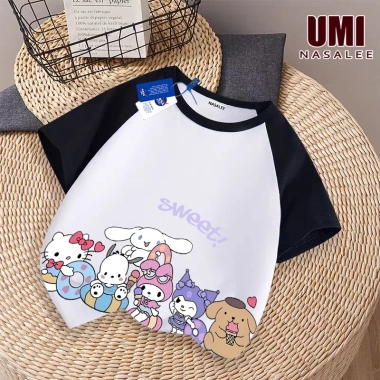 Áo thun ngắn tay NASA màu đen bé gái 3-16, rộng rãi cotton mềm, in sinh vật đáng yêu, giao hàng trong ngày - 85k