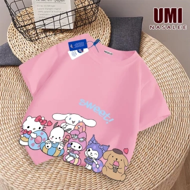 Áo thun ngắn tay NASA màu đen bé gái 3-16, rộng rãi cotton mềm, in sinh vật đáng yêu, giao hàng trong ngày - 85k