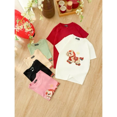 Áo thun ngựa lộc đa màu size nhóm gia đình, chất borip mềm mịn, giá 99.000₫