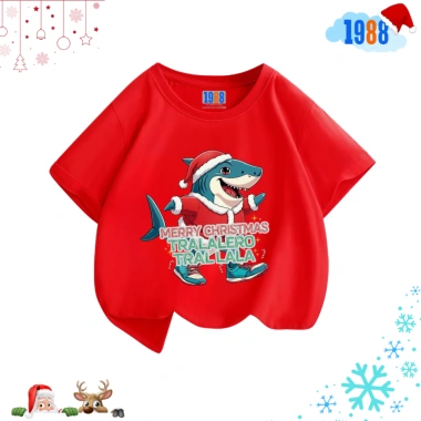 Áo thun Noel 1.988 màu đỏ cotton cho bé trai và bé gái - Giá ưu đãi 90.000₫