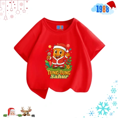 Áo thun Noel 1.988 màu đỏ cotton cho bé trai và bé gái - Giá ưu đãi 90.000₫