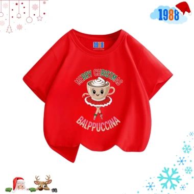 Áo thun Noel 1.988 màu đỏ cotton cho bé trai và bé gái - Giá ưu đãi 90.000₫