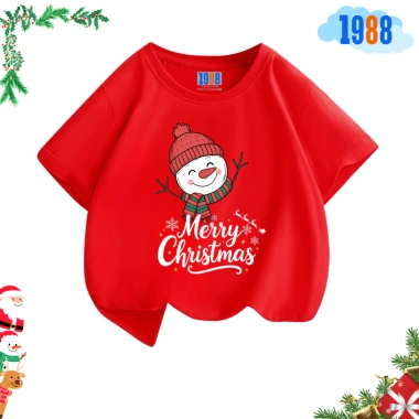 Áo thun Noel cho bé trai & bé gái – Áo phông đỏ in hình Giáng Sinh, cotton co giãn 4 chiều, giá ưu đãi 90k 2