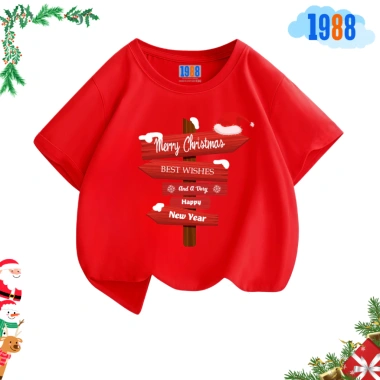Áo thun Noel cho bé trai & bé gái – Áo phông đỏ in hình Giáng Sinh, cotton co giãn 4 chiều, giá ưu đãi 90k 3
