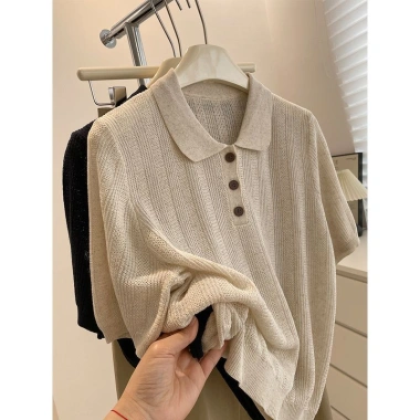 Áo Thun Nữ Cổ Polo Tay Ngắn Lụa Lạnh Cao Cấp, Ôm Sát, Mỏng Nhẹ, Đa Năng Cho Mùa Hè - Giá 173,576₫ 9