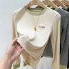Áo thun nữ cổ tròn mùa thu cotton dài tay, màu tương phản, vừa vặn - Giá ưu đãi 169.200₫ 10