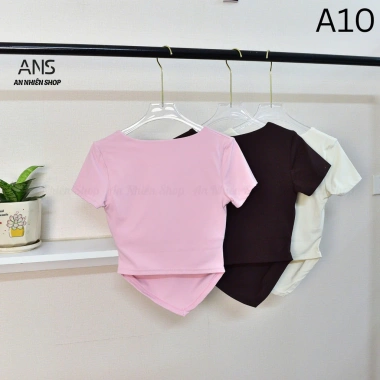 Áo Thun Nữ Cổ V Sẵn Mút Ngực Cotton Thấm Hút Mồ Hôi Co Giãn 4 Chiều - Giá 280k