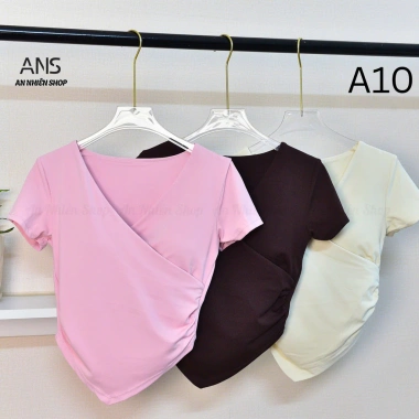 Áo Thun Nữ Cổ V Sẵn Mút Ngực Cotton Thấm Hút Mồ Hôi Co Giãn 4 Chiều - Giá 280k