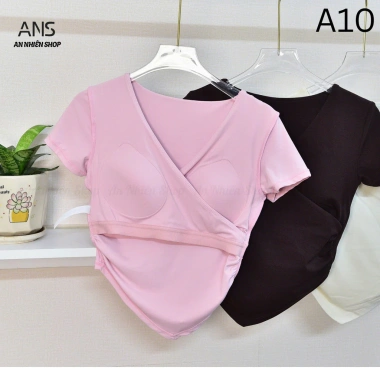 Áo Thun Nữ Cổ V Sẵn Mút Ngực Cotton Thấm Hút Mồ Hôi Co Giãn 4 Chiều - Giá 280k 9 Áo Thun Nữ Cổ V Sẵn Mút Ngực Cotton Thấm Hút Mồ Hôi Co Giãn 4 Chiều - Giá 280k 9