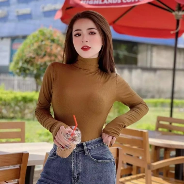 Áo thun nữ dài tay cổ lọ croptop chất tăm, siêu mềm, xinh xinh đẹp, giá ưu đãi, giảm 23% chỉ 130.410₫