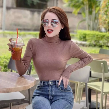 Áo thun nữ dài tay cổ lọ croptop chất tăm, siêu mềm, xinh xinh đẹp, giá ưu đãi, giảm 23% chỉ 130.410₫