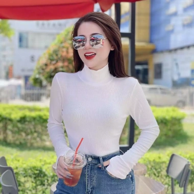Áo thun nữ dài tay cổ lọ croptop chất tăm, siêu mềm, xinh xinh đẹp, giá ưu đãi, giảm 23% chỉ 130.410₫