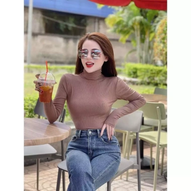 Áo thun nữ dài tay cổ lọ croptop chất tăm, siêu mềm, xinh xinh đẹp, giá ưu đãi, giảm 23% chỉ 130.410₫